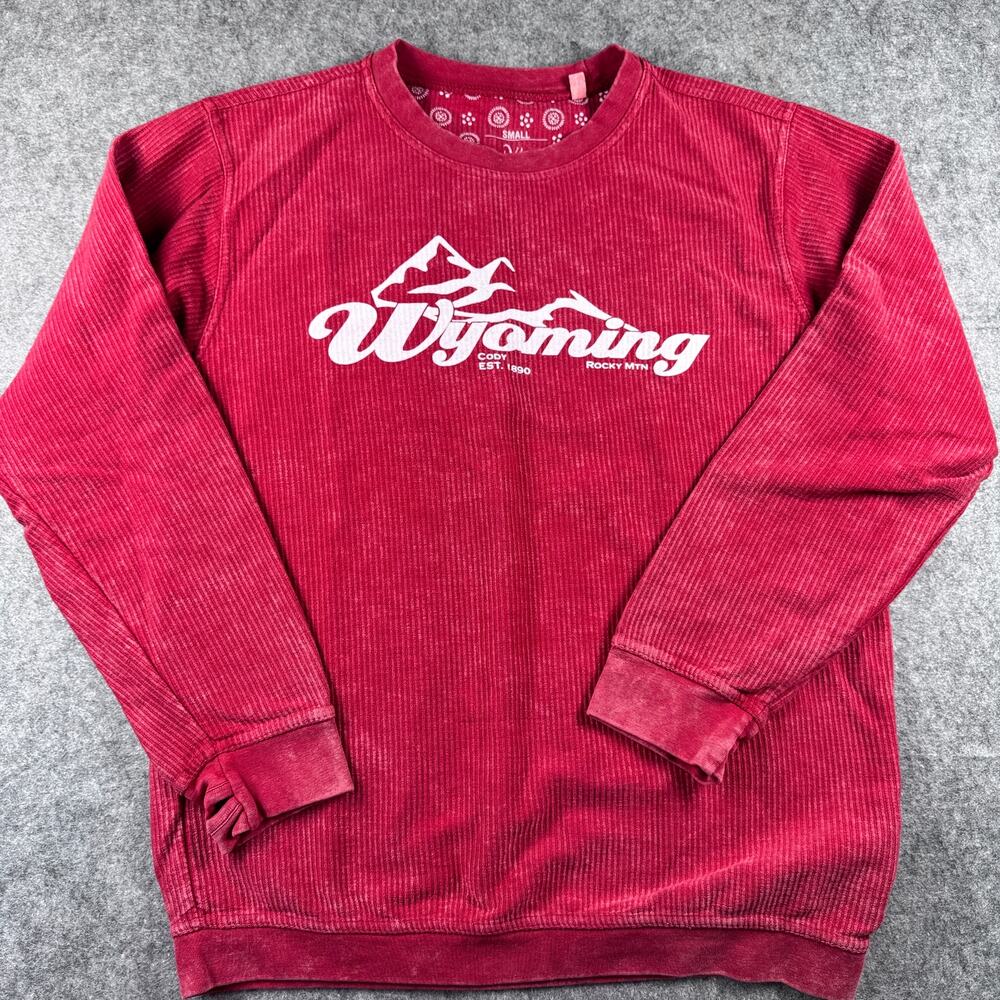 Valani Unisex Ribbed 100% Cotton Red Wyoming Keyhole Sleeve Sweatshirt